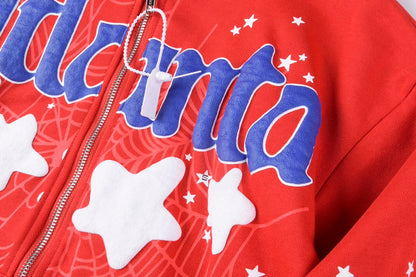 Sp5der Atlanta Zip Up Hoodie Red