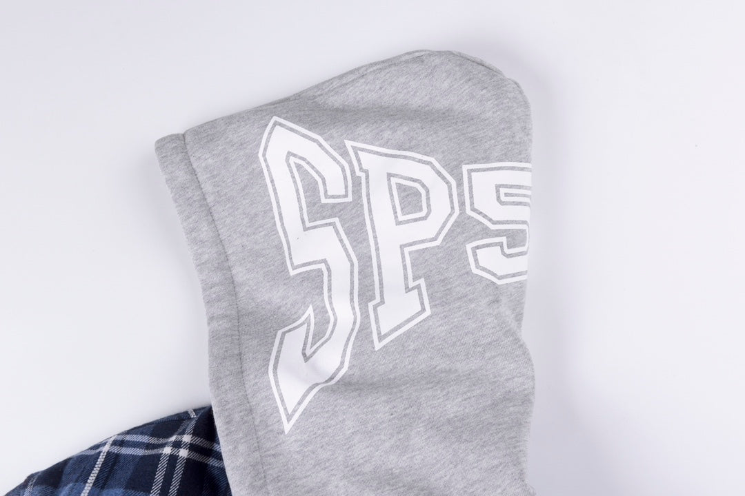 Sp5der Hooded Zip Flannel Shirt Jacket